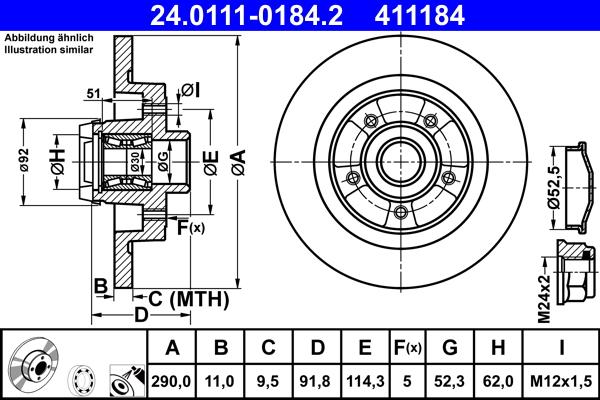 ATE 24.0111-0184.2 - Тормозной диск unicars.by