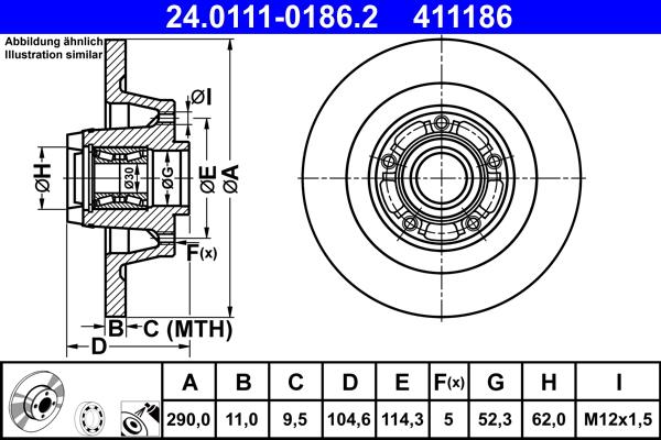 ATE 24.0111-0186.2 - Тормозной диск unicars.by