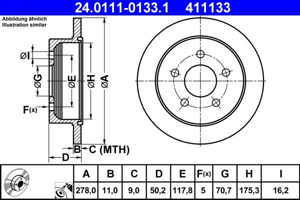 ATE 24.0111-0133.1 - Тормозной диск unicars.by