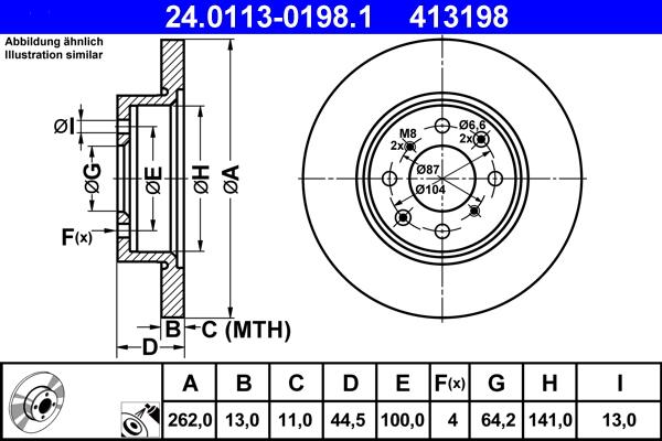 ATE 24.0113-0198.1 - Тормозной диск unicars.by