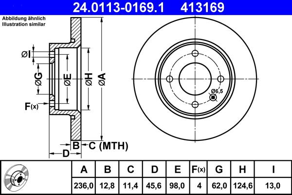 ATE 24.0113-0169.1 - Тормозной диск unicars.by