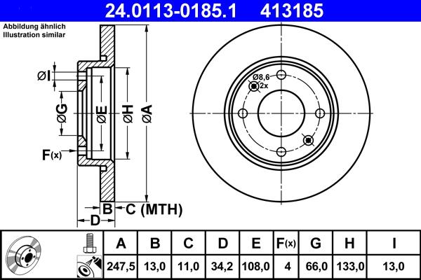 ATE 24.0113-0185.1 - Тормозной диск unicars.by