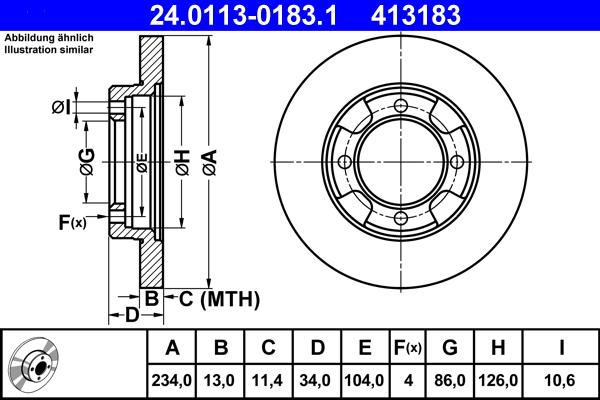 ATE 24.0113-0183.1 - Тормозной диск unicars.by