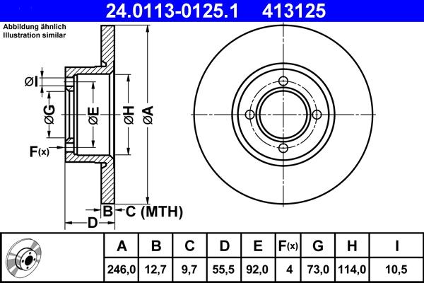 ATE 24.0113-0125.1 - Тормозной диск unicars.by