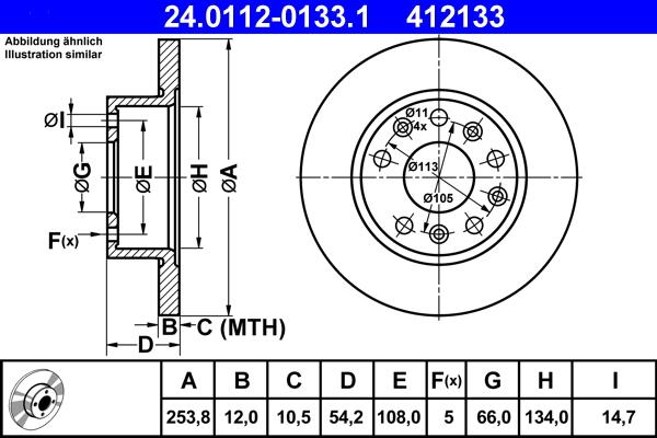 ATE 24.0112-0133.1 - Тормозной диск unicars.by