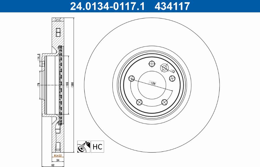 ATE 24.0134-0117.1 - Тормозной диск unicars.by