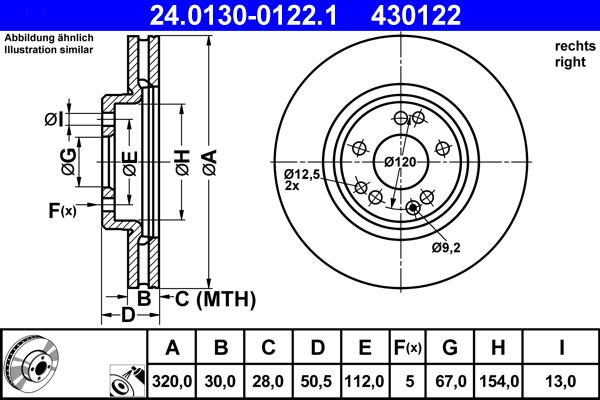 ATE 24.0130-0122.1 - Тормозной диск unicars.by