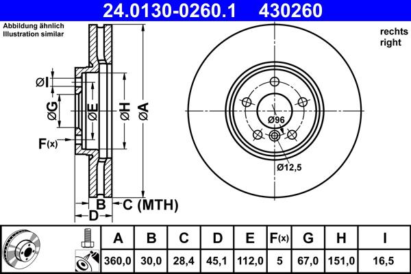 ATE 24.0130-0260.1 - Тормозной диск unicars.by