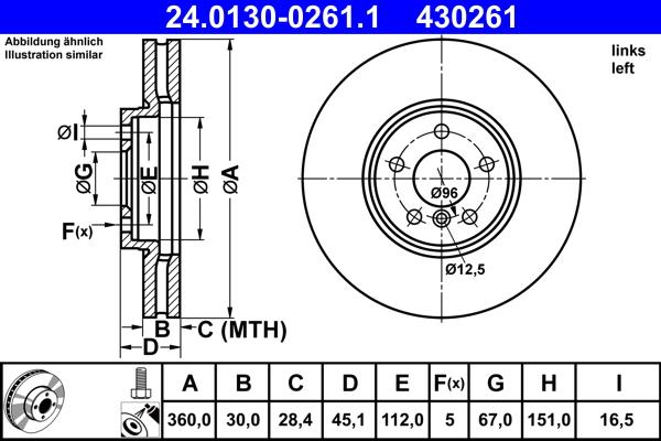 ATE 24.0130-0261.1 - Тормозной диск unicars.by