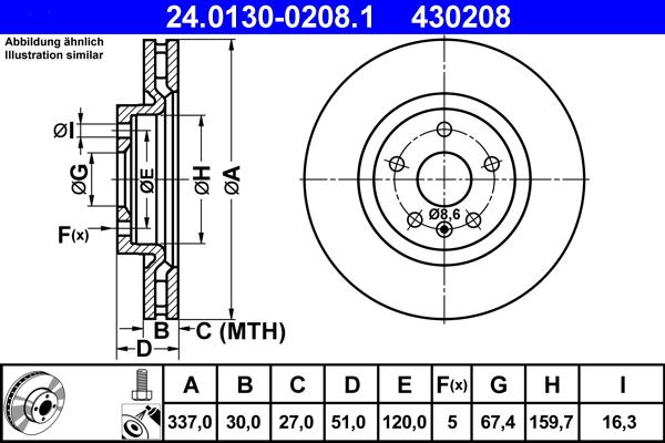 ATE 24.0130-0208.1 - Тормозной диск unicars.by