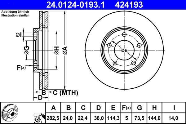 ATE 24.0124-0193.1 - Тормозной диск unicars.by