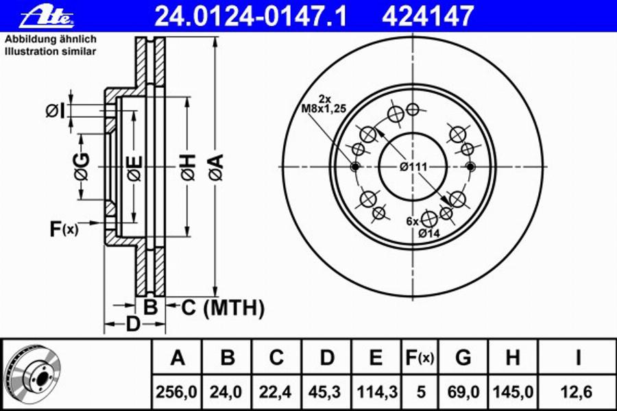 ATE 24.0124-0147.1 - Тормозной диск unicars.by