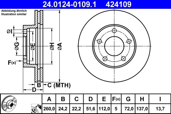 ATE 24.0124-0109.1 - Тормозной диск unicars.by