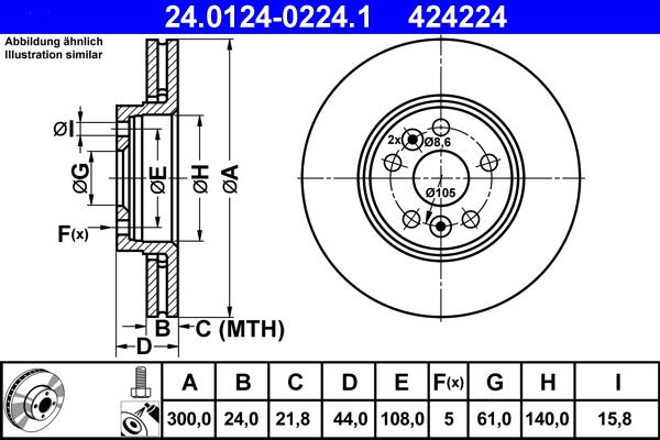 ATE 24.0124-0224.1 - Тормозной диск unicars.by