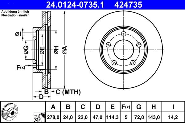 ATE 24.0124-0735.1 - Тормозной диск unicars.by