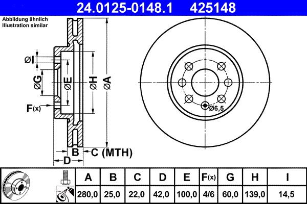 ATE 24.0125-0148.1 - Тормозной диск unicars.by