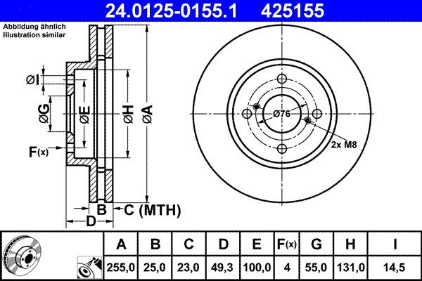 ATE 24.0125-0155.1 - Тормозной диск unicars.by