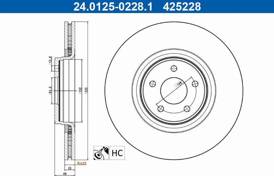 ATE 24.0125-0228.1 - Тормозной диск unicars.by