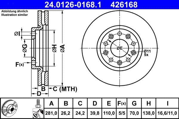 ATE 24.0126-0168.1 - Тормозной диск unicars.by