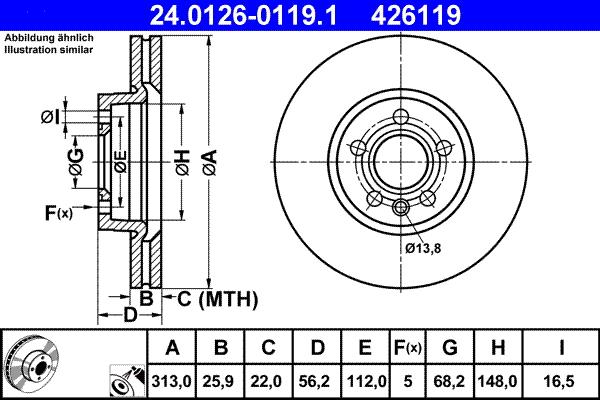 ATE 24.0126-0119.1 - Тормозной диск unicars.by