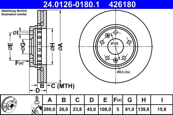 ATE 24.0126-0180.1 - Тормозной диск unicars.by