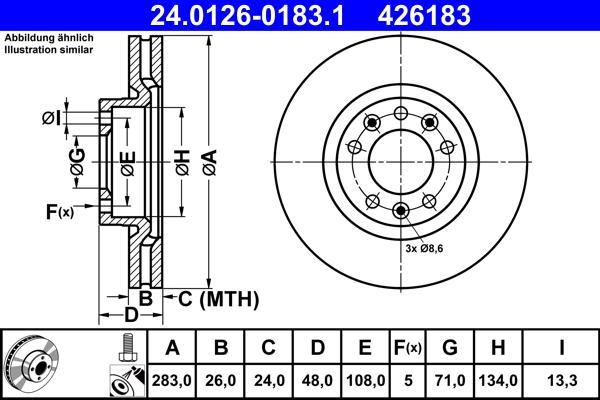 ATE 24.0126-0183.1 - Тормозной диск unicars.by