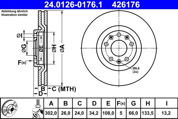 ATE 24.0126-0176.1 - Тормозной диск unicars.by