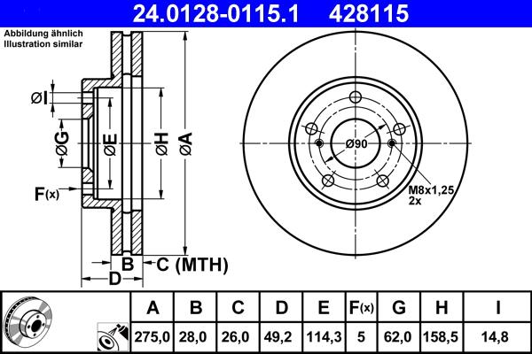 ATE 24.0128-0115.1 - Тормозной диск unicars.by