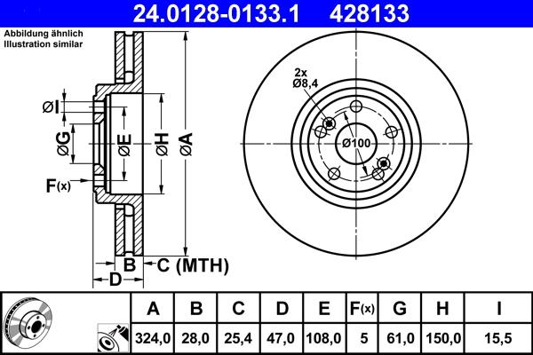 ATE 24.0128-0133.1 - Тормозной диск unicars.by