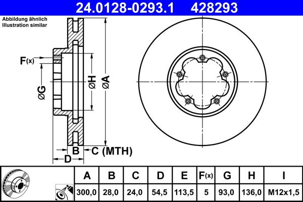 ATE 24.0128-0293.1 - Тормозной диск unicars.by