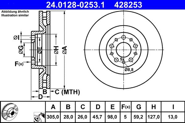 ATE 24.0128-0253.1 - Тормозной диск unicars.by