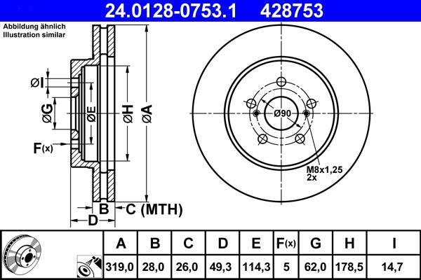 ATE 24.0128-0753.1 - Тормозной диск unicars.by