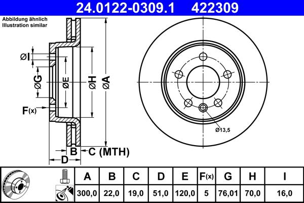 ATE 24.0122-0309.1 - Тормозной диск unicars.by