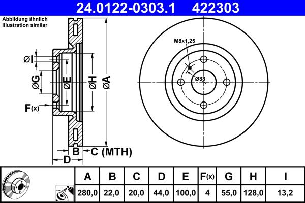 ATE 24.0122-0303.1 - Тормозной диск unicars.by