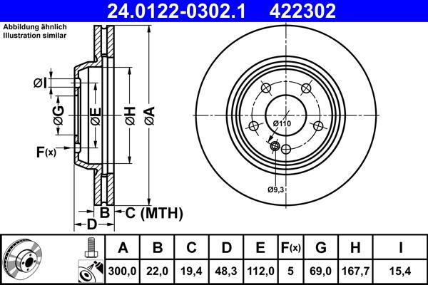 ATE 24.0122-0302.1 - Тормозной диск unicars.by