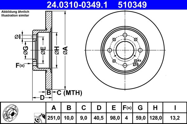 ATE 24.0310-0349.1 - Тормозной диск unicars.by