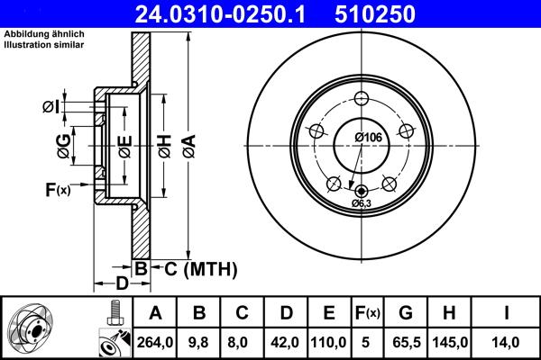 ATE 24.0310-0250.1 - Тормозной диск unicars.by