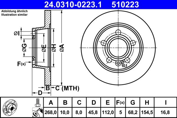 ATE 24.0310-0223.1 - Тормозной диск unicars.by