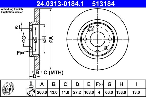 ATE 24.0313-0184.1 - Тормозной диск unicars.by