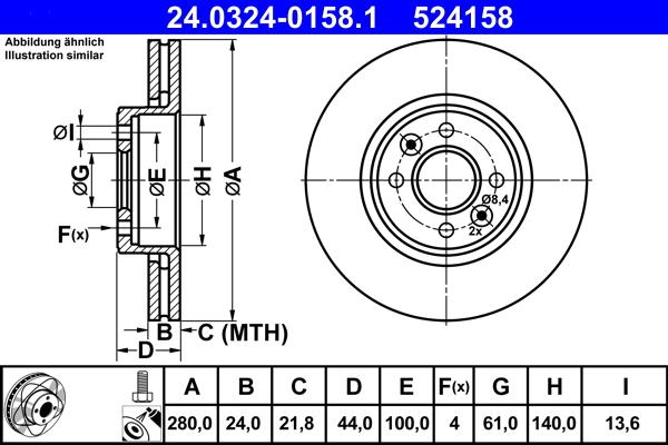 ATE 24.0324-0158.1 - Тормозной диск unicars.by