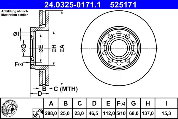 ATE 24.0325-0171.1 - Тормозной диск unicars.by