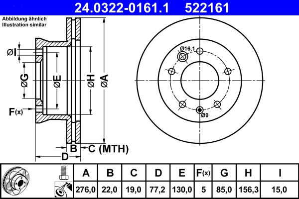 ATE 24.0322-0161.1 - Тормозной диск unicars.by