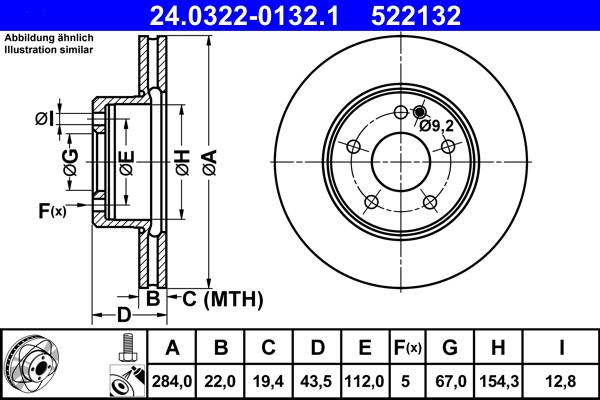 ATE 24.0322-0132.1 - Тормозной диск unicars.by