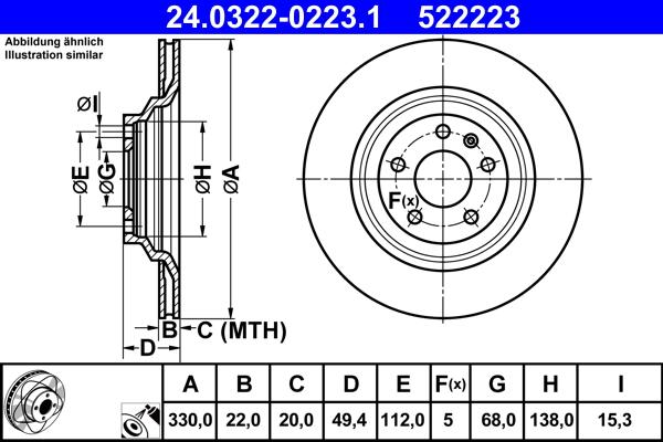 ATE 24.0322-0223.1 - Тормозной диск unicars.by