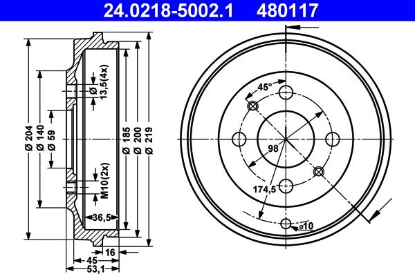 ATE 24.0218-5002.1 - Тормозной барабан unicars.by