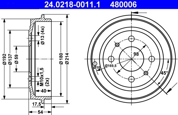 ATE 24.0218-0011.1 - Тормозной барабан unicars.by