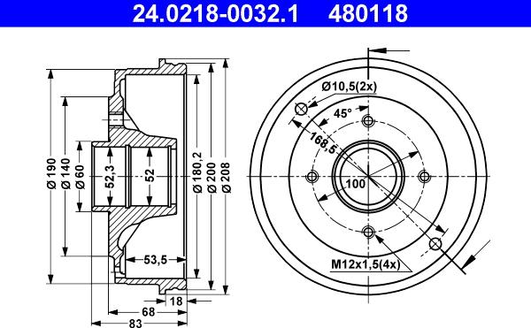 ATE 24.0218-0032.1 - Тормозной барабан unicars.by