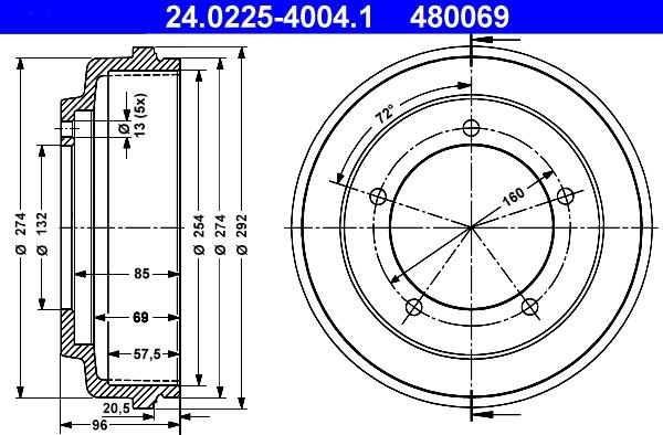 ATE 24.0225-4004.1 - Тормозной барабан unicars.by