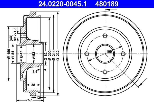 ATE 24.0220-0045.1 - Тормозной барабан unicars.by