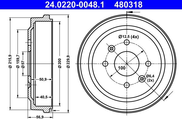 ATE 24.0220-0048.1 - Тормозной барабан unicars.by